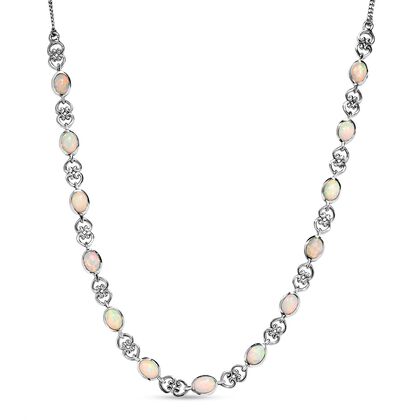 AA Natürliche, äthiopische Welo Opal-Halskette, ca. 45 cm, 925 Silber platiniert ca. 5,97 ct