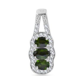 Natürlicher Chromdiopsid und Zirkon-Anhänger - 0,76 ct.