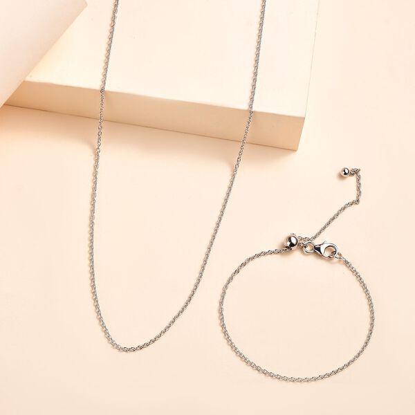 2er-Set - Ankerkette und Armband, platiniertes Silber image number 2