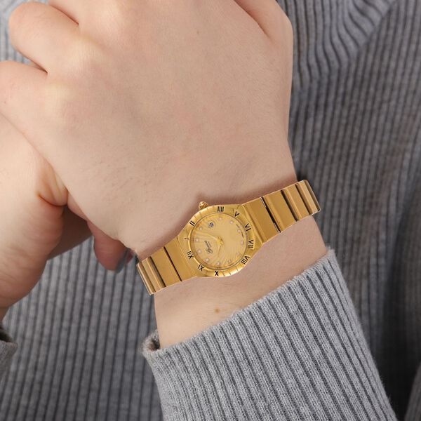 Wei&szlig;er Kristall Uhren 19 cm Reiner Edelstahl Bicolor image number 3