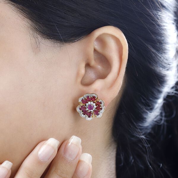 GP Italian Garden Kollektion- Afrikanische Rubin, Zirkon und Kanchanaburi blaue Saphir-Ohrringe - 6,46 ct. image number 3