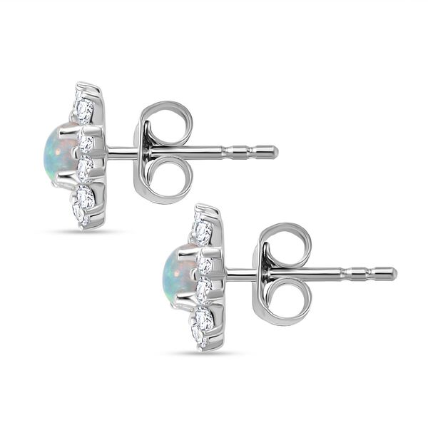 Natürliche, äthiopische Welo Opal und Zirkon-Ohrstecker - 1 ct. image number 5