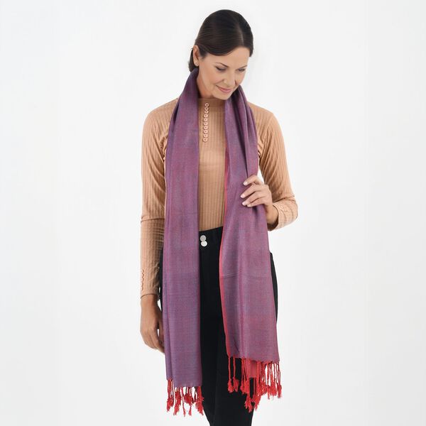 Superweicher doppelgewebter Schal, 70x170 cm, Dunkelrot image number 4