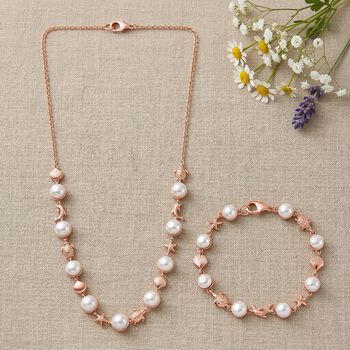 EverTrue S&uuml;&szlig;wasserperle 50cm Halskette und 19cm Armband in Ros&eacute;goldton