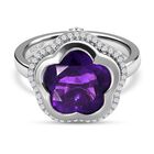 GP Trionfo Kollektion - Lusaka Amethyst, Kanchanaburi Blauer Saphir Ring, 925 Silber platiniert (Gr&ouml;&szlig;e 19.00) ca. 7.16 ct