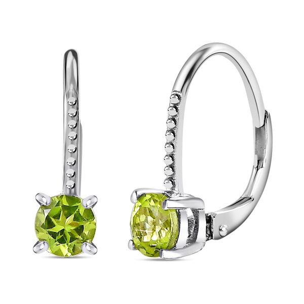 Nat&uuml;rliche Peridot Ohrringe, 925 Silber platiniert, ca. 1.03 ct