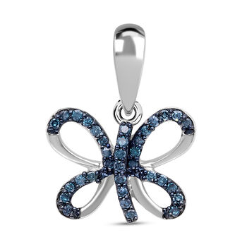 Blauer Diamant Anh&auml;nger, 925 Silber platiniert ca. 0.15 ct