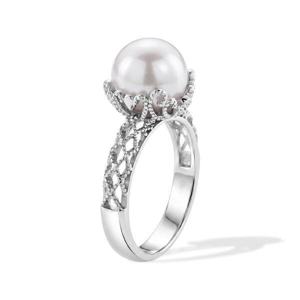 D'Joy Wei&szlig;e Edison Perle (10-11 mm), Lab Grown Diamant Ring 925 Silber Rhodiniert (Gr&ouml;&szlig;e 20.00) image number 2