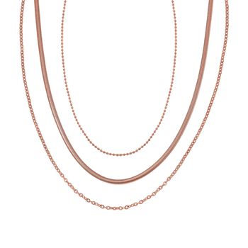 3er-Set - Kugelkette 40 cm, Gliederkette 45 cm und Ankerkette 55 cm, Ros&eacute;goldton