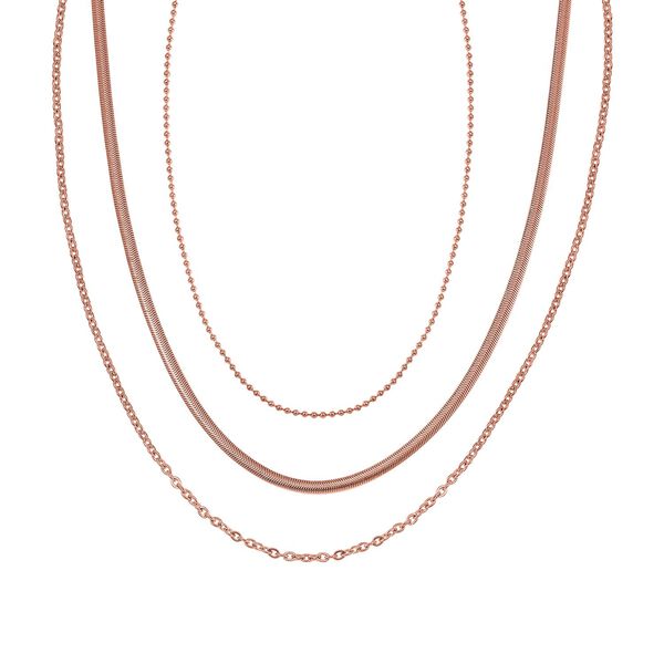 3er-Set - Kugelkette 40 cm, Gliederkette 45 cm und Ankerkette 55 cm, Ros&eacute;goldton