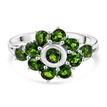 Nat&uuml;rlicher Chromdiopsid Ring 925 Silber platiniert (Gr&ouml;&szlig;e 16.00) ca. 2,16 ct
