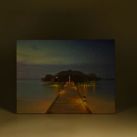 LED Leinwand Rahmen Digitaldruck Wandbild, Strandterrasse, 30x40 cm