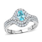 AAAA Paraiba Turmalin, Weißer Diamant Ring 950 Platin (Größe 19.00) ca. 1,71 ct