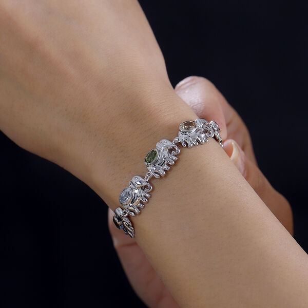 Mehrfarbiger Armband mit Roter Granat, Himmelblauer Topas ca. 16.5 cm Messing ca. 2.54 ct image number 3