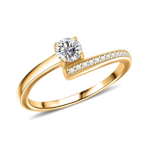 Moissanit Ring, 925 Silber 750 Gelbgold Vermeil - 0,39 ct. image number 0