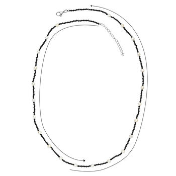 Schwarze Spinell und S&uuml;&szlig;wasserperle 60+5cm Halskette