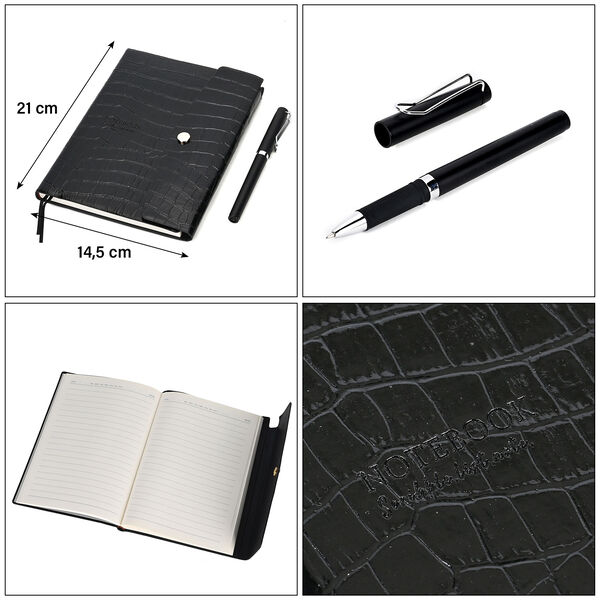 Serpentine Notizbuch Geschenkset mit Kugelschreiber - schwarz image number 5