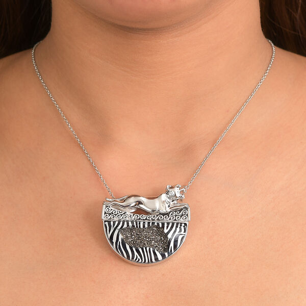 Sajen Silber - Fenster Drusy Anhänger 925 Silber rhodiniert ca. 60.40 ct image number 3