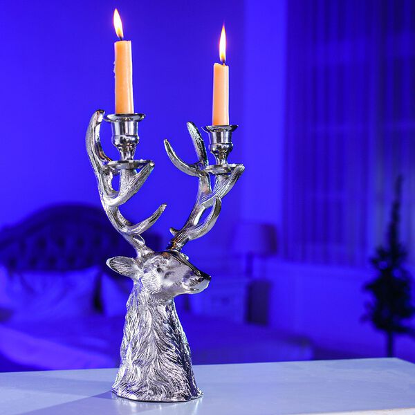 Rentier-Figur mit 2 Kerzenhaltern, Silber image number 3