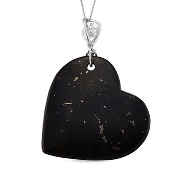 D'Joy Shungit, Wei&szlig;er Zirkon Schmuckset ca. 45 cm 925 Silber rhodiniert ca. 66,10 ct.