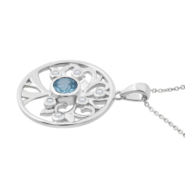 Blauer Zirkon und Moissanit Anhänger mit 50cm Kette - 1,55 ct. image number 3