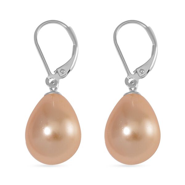 Goldene Muschelkernperle Ohrringe 925 Silber rhodiniert image number 4