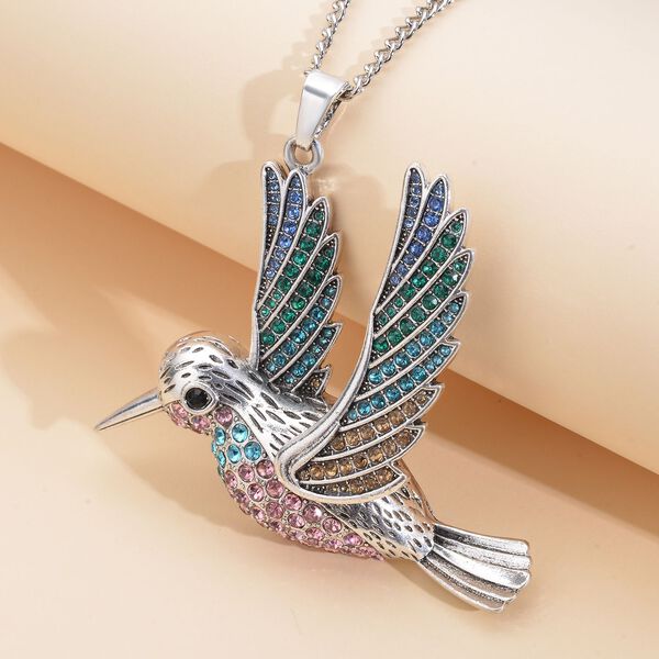 Kristall Kolibri-Anh&auml;nger mit Kette, silberfarben image number 3