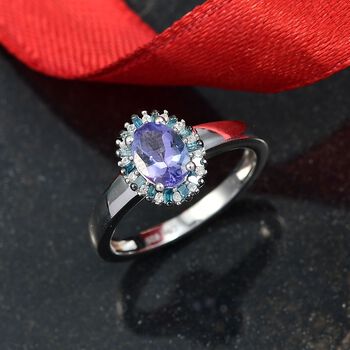 D'Joy Tansanit, blauer Diamant und Zirkon Ring - 0,88 ct.
