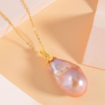 13-16 mm mehrfarbiger Barockperlen-Anh&auml;nger mit 45cm Kette