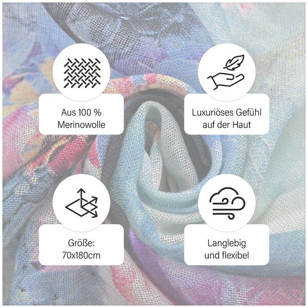 100% Merino Woll-Schal mit Quasten, 70x180cm, Mehrfarbig image number 10