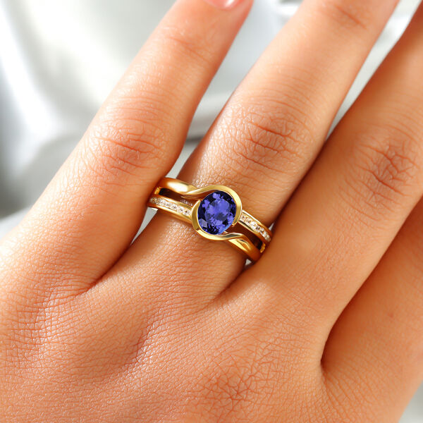 Tansanit und Zirkon-Ring - 1,30 ct. image number 3