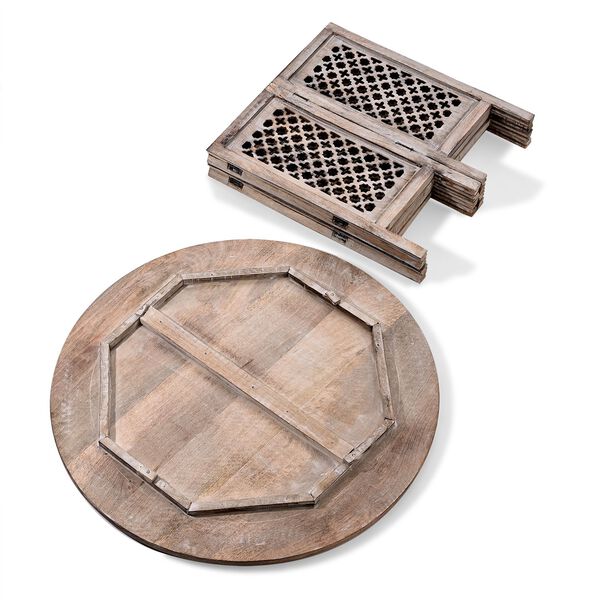 NAKKASHI Handgeschnitzter Couchtisch aus Mangoholz, 68x68x51cm, wei&szlig;es Finish image number 7