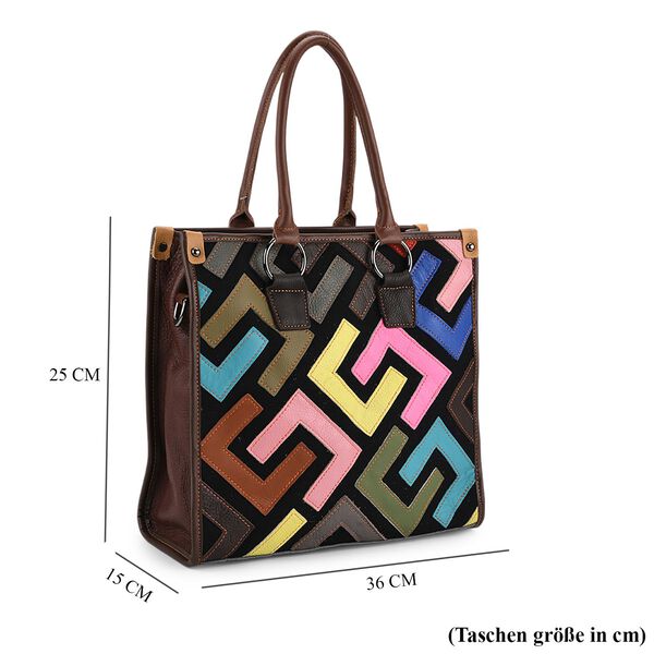 Chaos by Elsie Echtleder Crossbody-Tasche mit RFID-Schutz, 36x15x25cm, mehrfarbiges, matt gepr&auml;gtes Muster image number 7