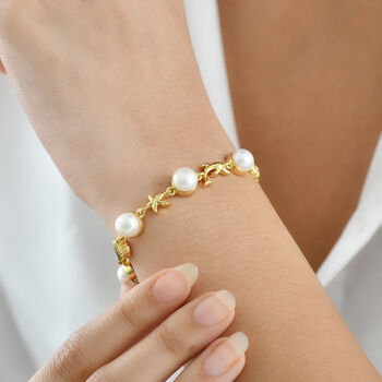 EVER TRUE S&uuml;&szlig;wasser Perle (7.5-8 mm) Armband ca. 19 cm Nickelfreies Messing, Goldfarben