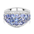 AA Tansanit und weißer Zirkon-Ring, 925 Silber platiniert (Größe 17.00) ca. 4.34 ct