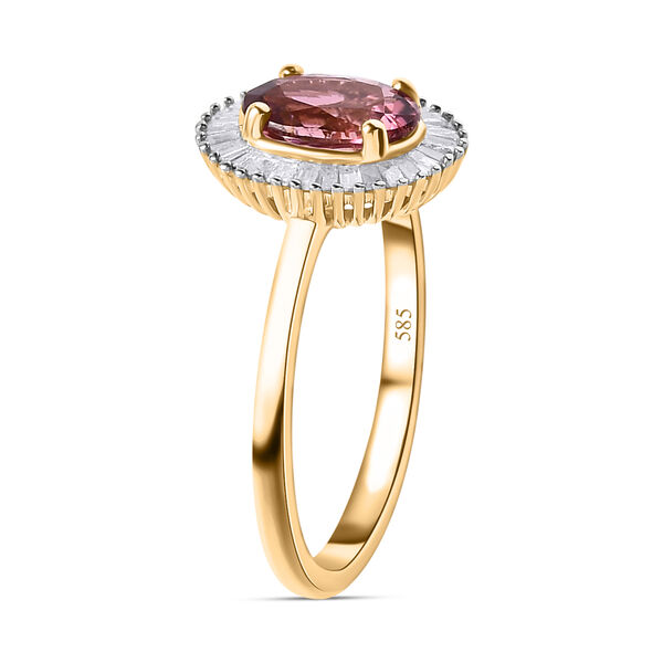 AAA rosa Calabar Turmalin und Diamant Ring in 585 Gelbgold - 1,39 ct. image number 7