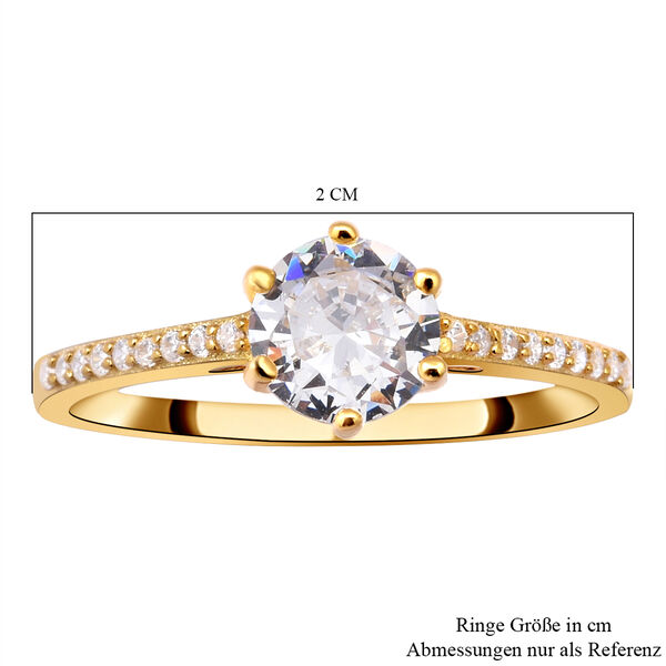 LUSTRO STELLA - Weißer Zirkonia Ring 925 Silber vergoldet image number 7