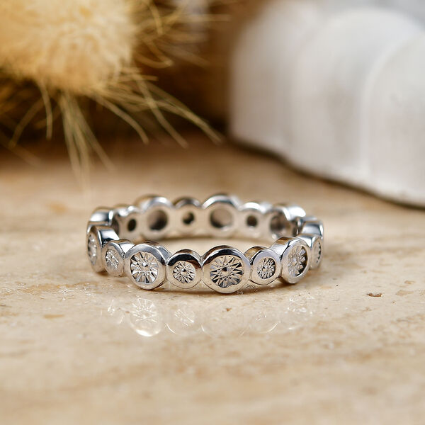 D'Joy Wei&szlig;er Diamant Ring 925 Silber Platiniert (Gr&ouml;&szlig;e 17.00) ca. 0,01 ct image number 2