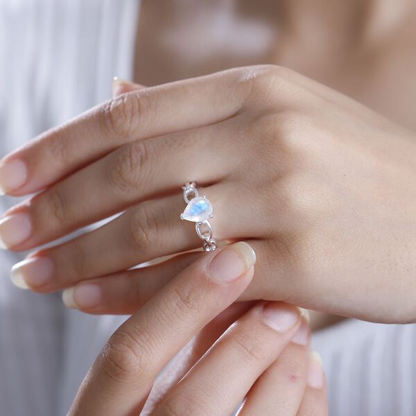 Regenbogen Mondstein Ring 925 Silber (Größe 17.00) ca. 1,59 ct image number 4