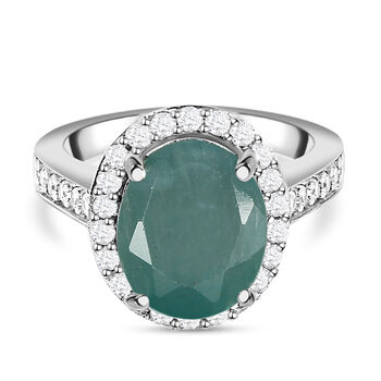 Grandidierit und wei&szlig;er Zirkon-Ring, 925 Silber platiniert  ca. 4,39 ct