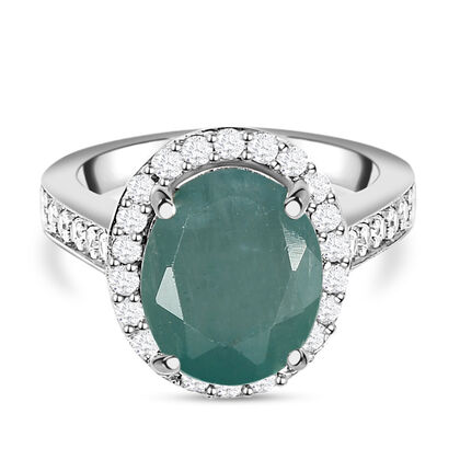 Grandidierit und wei&szlig;er Zirkon-Ring, 925 Silber platiniert (Gr&ouml;&szlig;e 16.00) ca. 4.39 ct