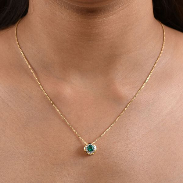 D'Joy AAA Labor kolumbianischer Smaragd und Moissanit Anh&auml;nger mit 50cm Kette - 0,76 ct. image number 3