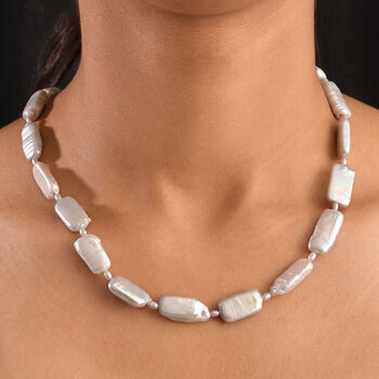 Graue, gef&auml;rbte S&uuml;&szlig;wasserzuchtperlen Halskette, 45 cm