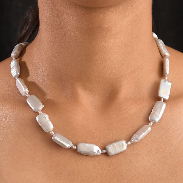 Graue, gefärbte Süßwasserzuchtperlen Halskette, 45 cm image number 3