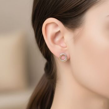 Dreifarbige wei&szlig;e Kristall Halskette und Ohrringe