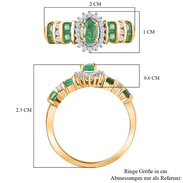 Kagem Sambischer Smaragd Ring 925 Silber 750 Gelbgold Vermeil (Größe 17.00) ca. 0,80 ct image number 7