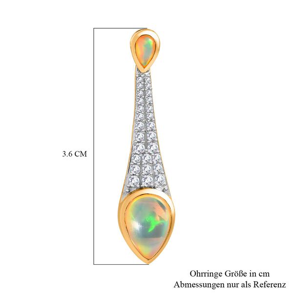 AA nat&uuml;rliche, &auml;thiopische Welo Opal und Zirkon-Ohrringe - 3,57 ct. image number 5