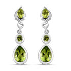 Natürliche Peridot-Ohrringe, 925 Silber platiniert ca. 1,94 ct