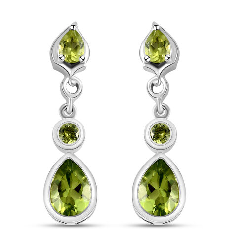Natürliche Peridot-Ohrringe, 925 Silber platiniert ca. 1,94 ct image number 0