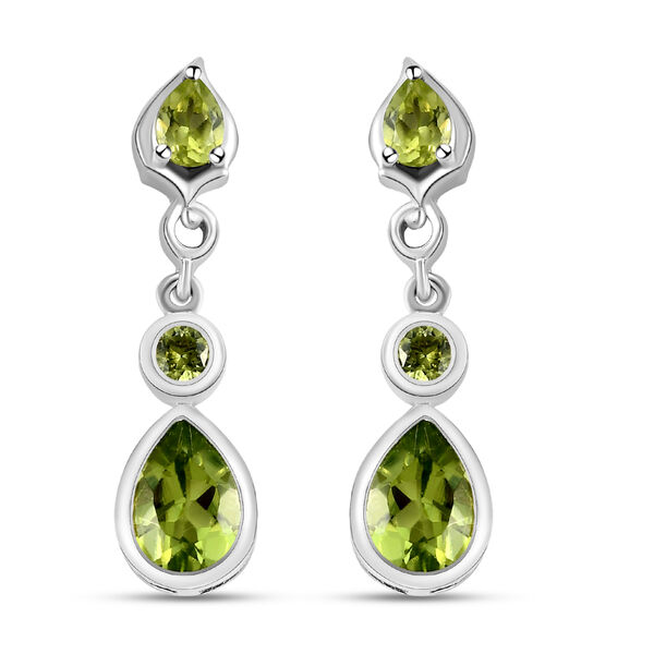 Natürliche Peridot-Ohrringe, 925 Silber platiniert ca. 1,94 ct image number 0